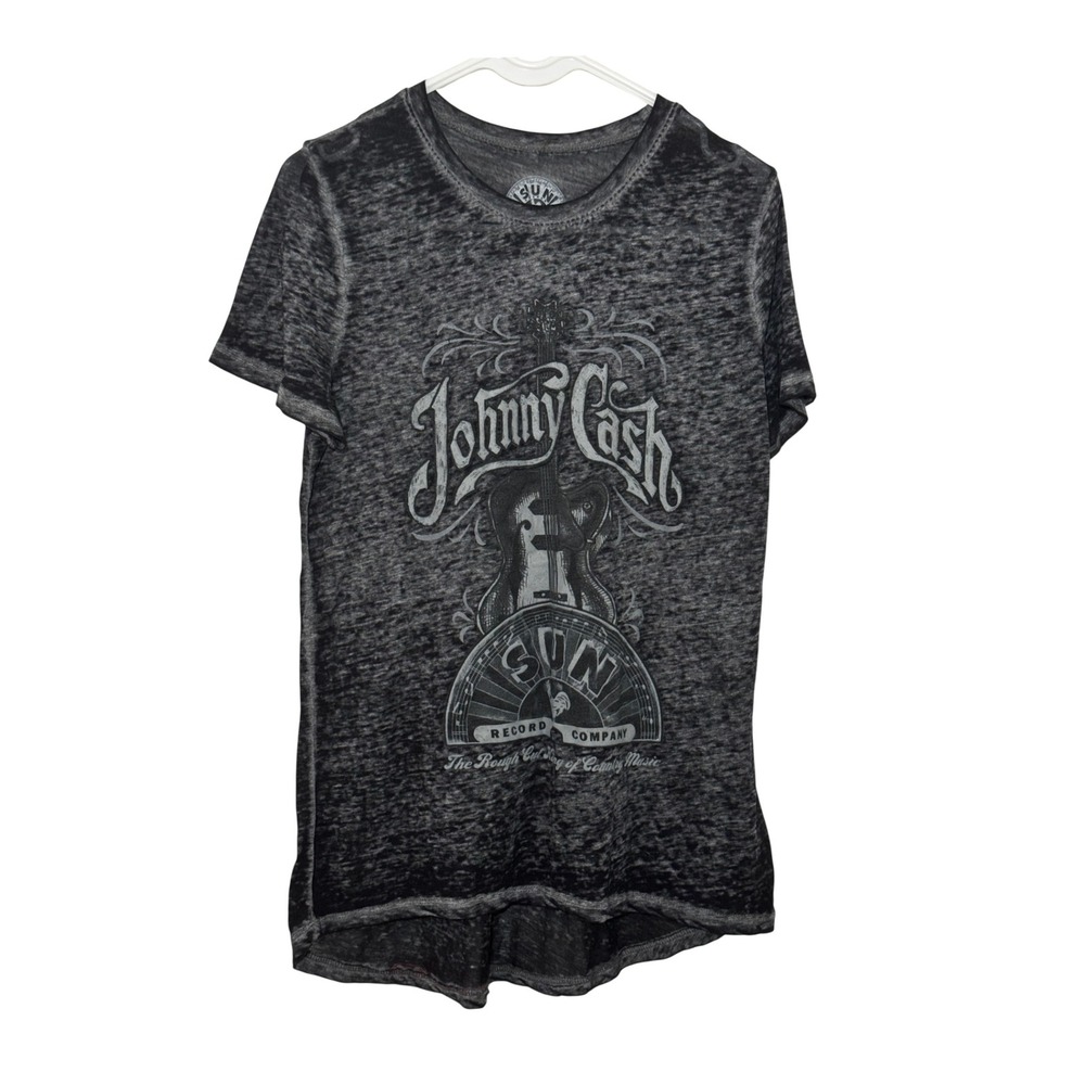 Johnny Cash Sun Record Company Burnout Graphic T-Shirt Charcoal Grey‎ Large